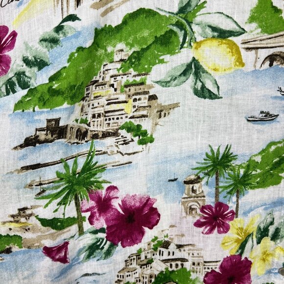 Cynthia Rowley Shirt 3X The Amalfi Coast Print Linen Collar Button Down Colorful - Picture 8 of 12